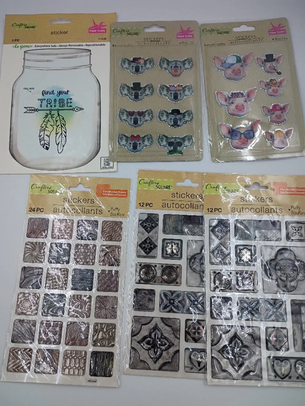 32-Pc Mega Crafting Bundle Vinyl Iron-Ons Stencils Stickers Clear Stamps Kits
